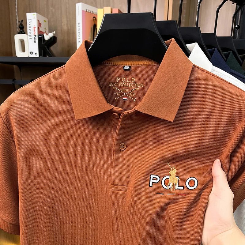Summer Cotton Short Sleeved T-shirt for Men, 2026 New High-end Brand, Business Casual Pony Embroidery Polo Shirt