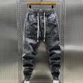 Men Jeans Cargo Harem Denim Pants Drawstring Waist Men's Hip Hop Casual Pants Running Workout Long Pants Men Jogger Sweatpants