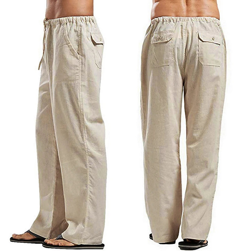Fashion Mens Linen Wide Pants Korean Trousers Oversize Sports Streetwear Male Spring Yoga Pants Casual Men Clothing Sweatpants