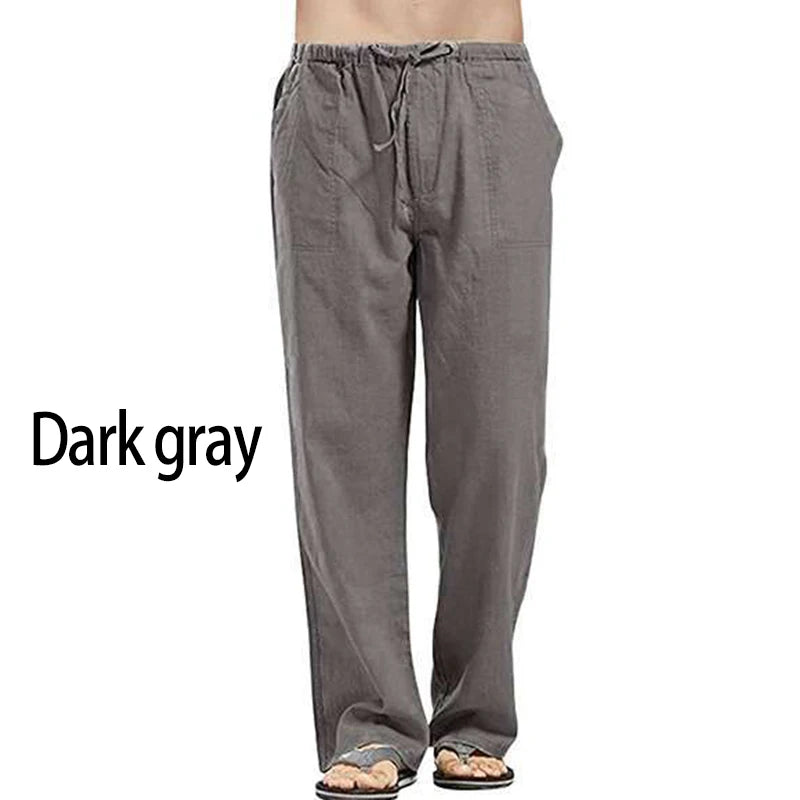 Fashion Mens Linen Wide Pants Korean Trousers Oversize Sports Streetwear Male Spring Yoga Pants Casual Men Clothing Sweatpants