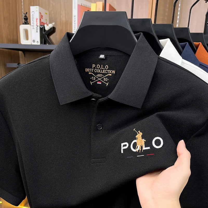 Summer Cotton Short Sleeved T-shirt for Men, 2026 New High-end Brand, Business Casual Pony Embroidery Polo Shirt