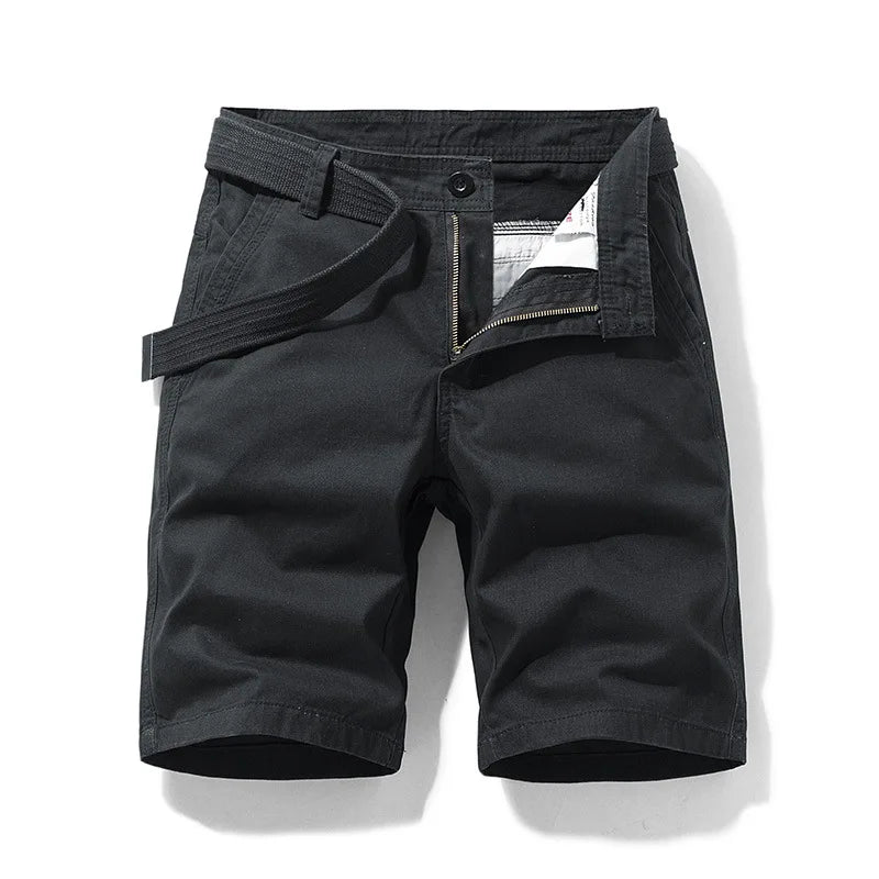 New Summer Men 100% Cotton Thin Casual Shorts Jogger Sportswear Shorts Pants Quality Male Straight Knee Length Tooling Shorts 38