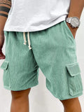 2026 Summer Men's Corduroy Shorts Fashion American Style Multi Pocket Pants Embroidered Logo Retro Straight Leg Shorts For Male