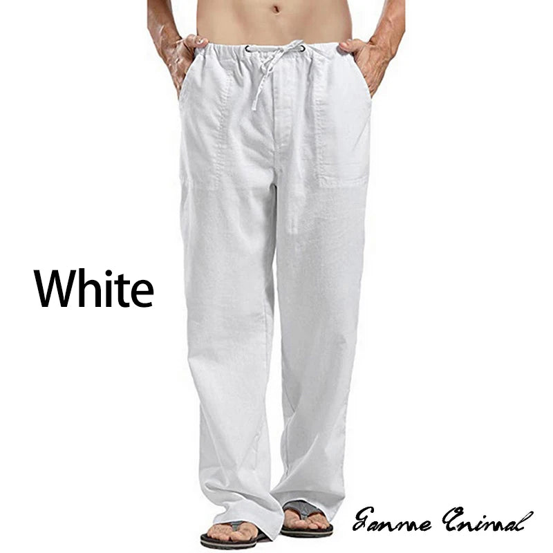 Fashion Mens Linen Wide Pants Korean Trousers Oversize Sports Streetwear Male Spring Yoga Pants Casual Men Clothing Sweatpants