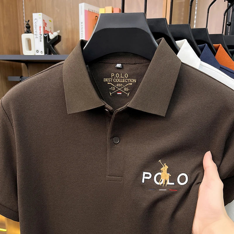 Summer Cotton Short Sleeved T-shirt for Men, 2026 New High-end Brand, Business Casual Pony Embroidery Polo Shirt