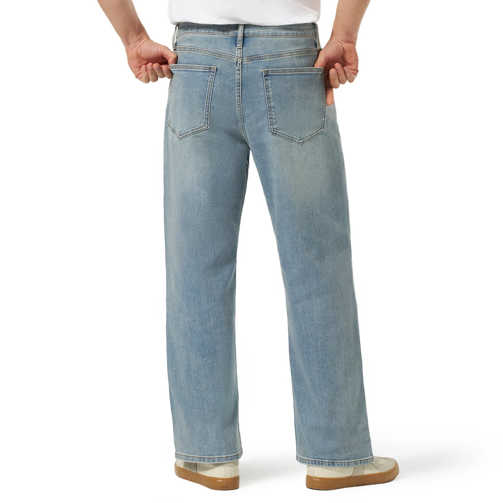 TACVASEN Summer Men's Denim Pants Washed Male Vintage Jeans Straight Casual Menwear Loose Faded Distressed Trousers New Fashion