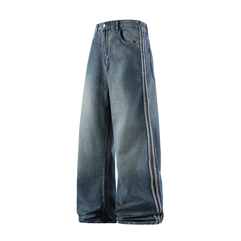 Man Pants Jeans Baggy Jeans Loose Fit Straight Leg High Street Casual Trousers For Men Spring Autumn Trendy Wide Leg