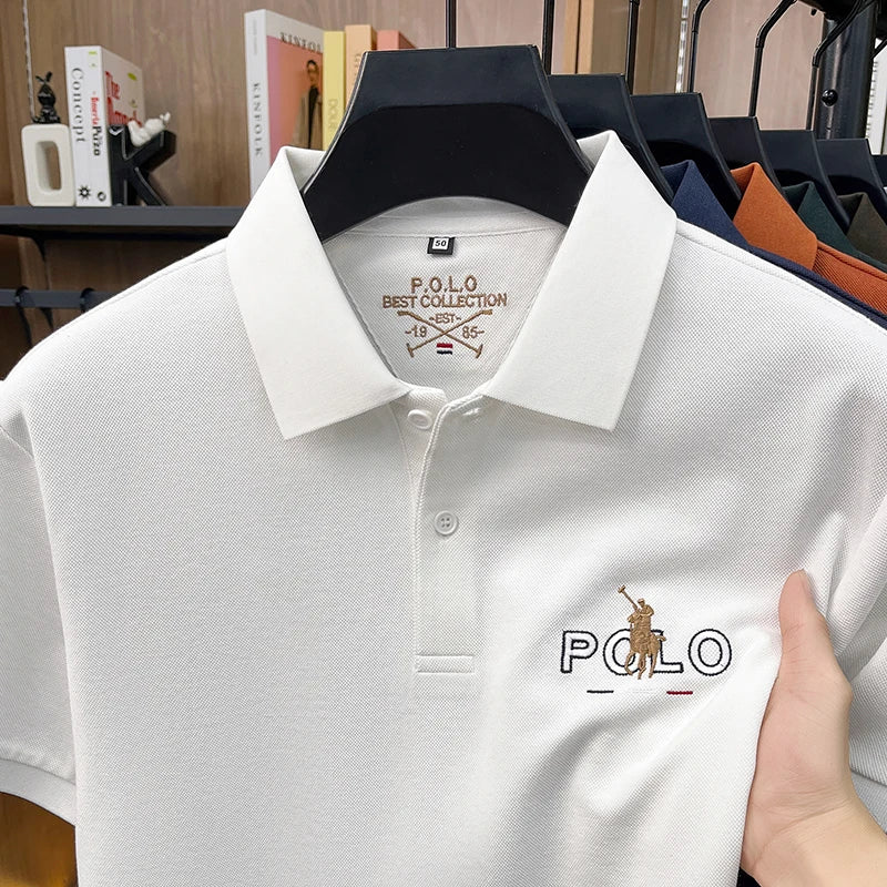 Summer Cotton Short Sleeved T-shirt for Men, 2026 New High-end Brand, Business Casual Pony Embroidery Polo Shirt