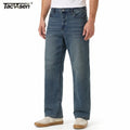 TACVASEN Summer Men's Denim Pants Washed Male Vintage Jeans Straight Casual Menwear Loose Faded Distressed Trousers New Fashion