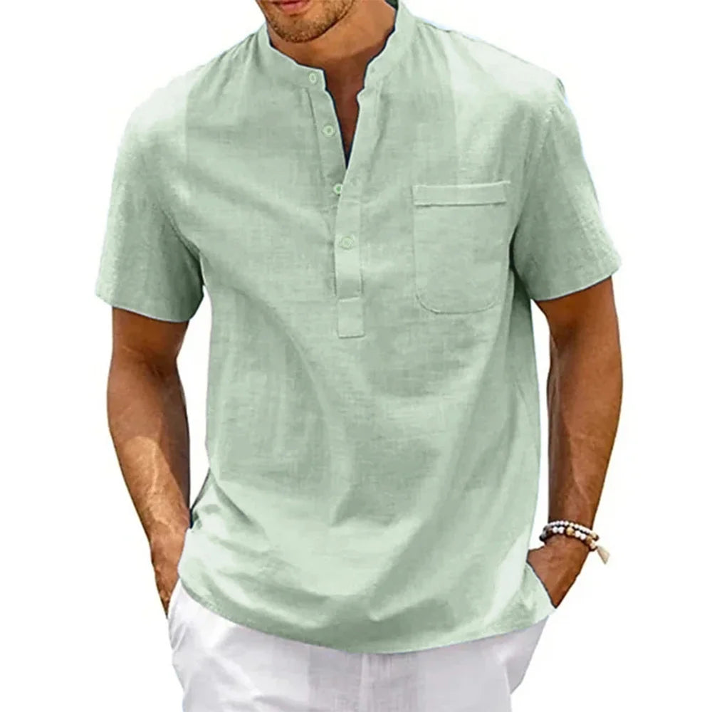 Men's Linen Henley Beach Shirt