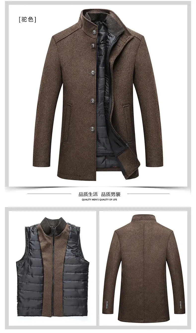 2024 Winter New Style High Quality Wool Trench Coat Men Clothes Wool Jackets Fashion Warm Coat Plus-size M-XXXL ZL424