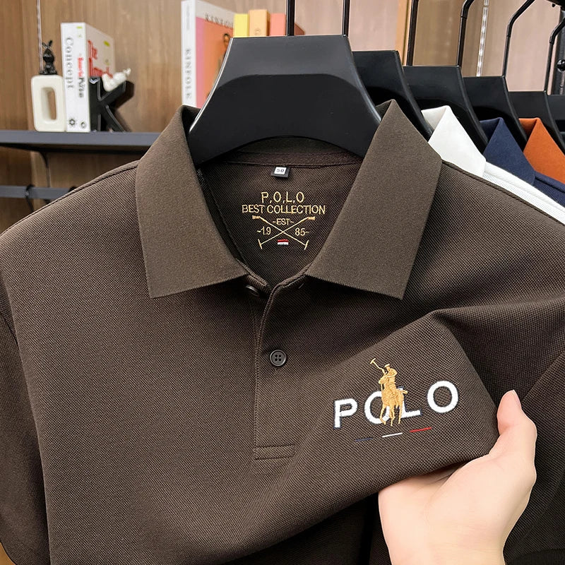 Summer Cotton Short Sleeved T-shirt for Men, 2026 New High-end Brand, Business Casual Pony Embroidery Polo Shirt
