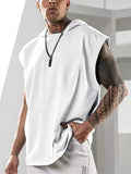2025 Summer New High Quality Men's Sleeveless Hooded Sweatshirt Loose Vest Fitness Sports Leisure Street Vest M-3XL Size