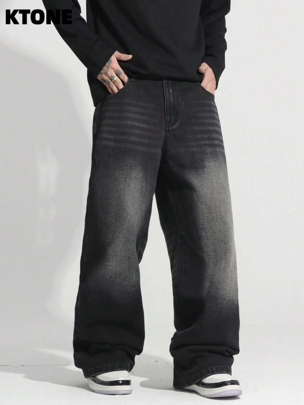 Y2K Baggy Jeans for Man Light Retro Dating Outfit. No accessories or belts included.