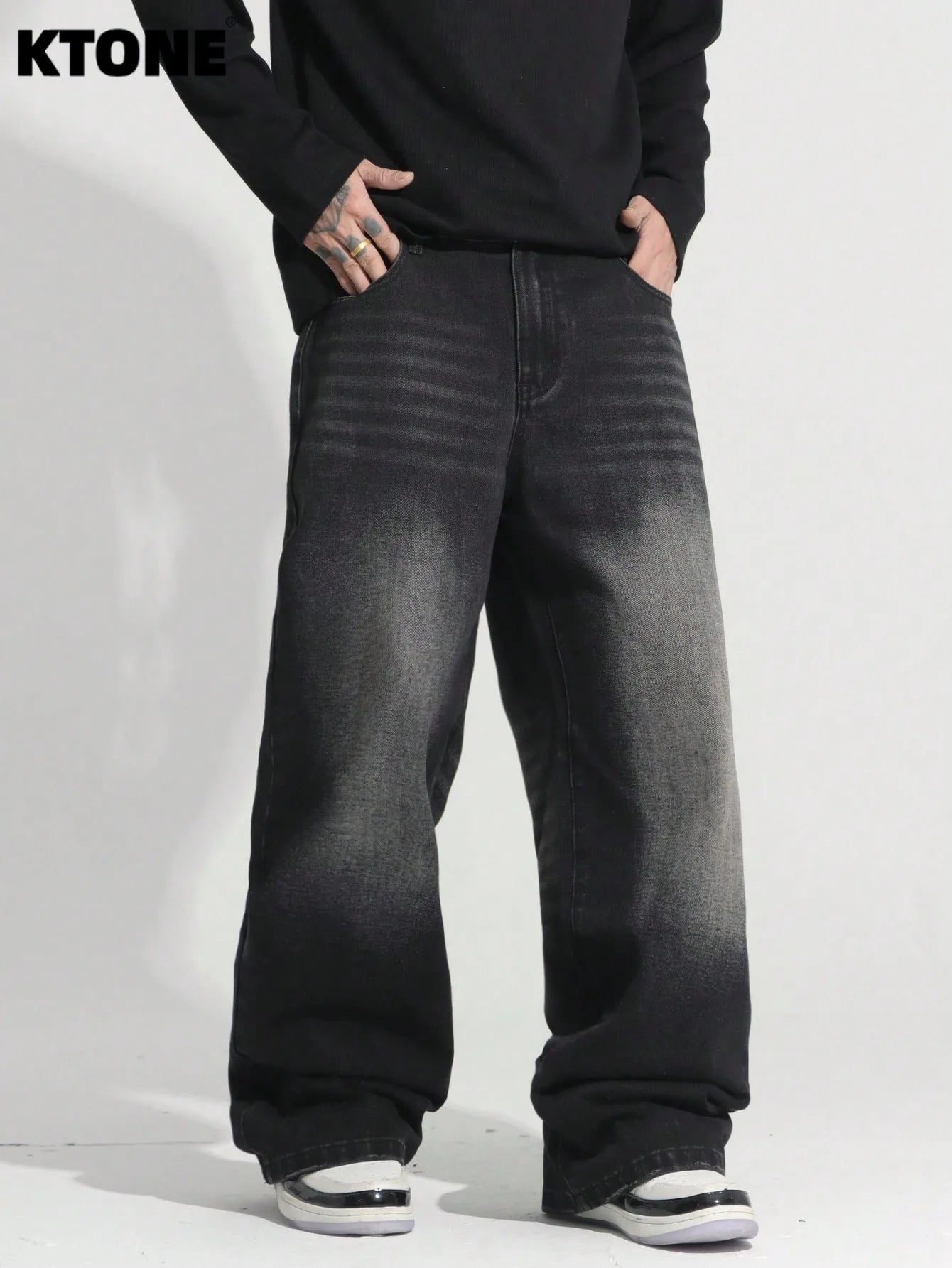 Y2K Baggy Jeans for Man Light Retro Dating Outfit. No accessories or belts included.