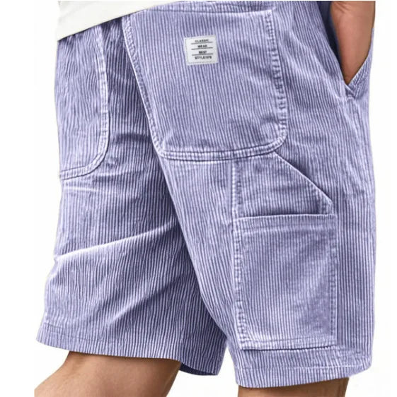 2025 Summer new solid-color lace-up sport pants, corduroy fashion shorts, men's casual sport shorts with label letters for men