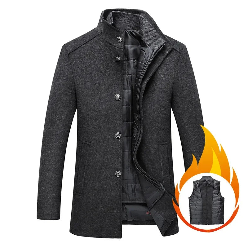 2024 Winter New Style High Quality Wool Trench Coat Men Clothes Wool Jackets Fashion Warm Coat Plus-size M-XXXL ZL424
