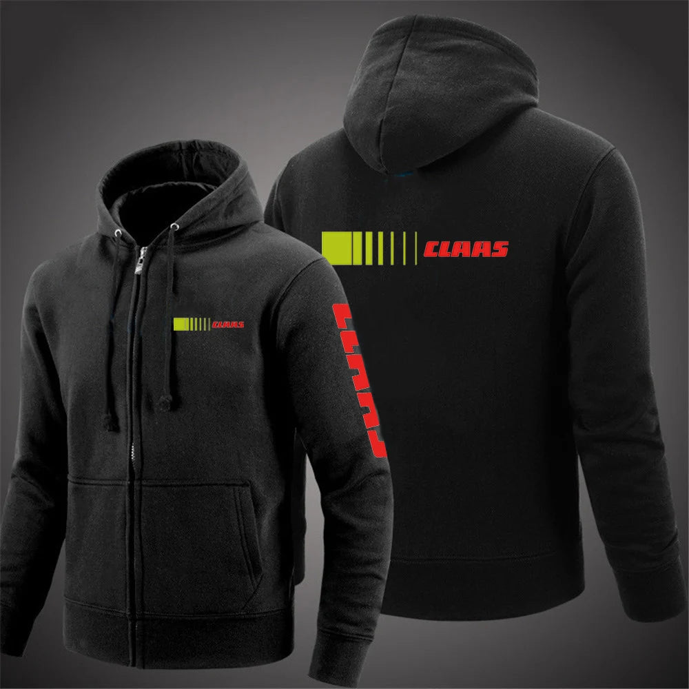 Claas 2024 Men's Fashion Hoodies Spring And Autumn Solid Color Zipper Pullover Coat Comfortable Harajuku Top Sweatshirts