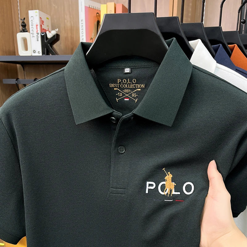 Summer Cotton Short Sleeved T-shirt for Men, 2026 New High-end Brand, Business Casual Pony Embroidery Polo Shirt
