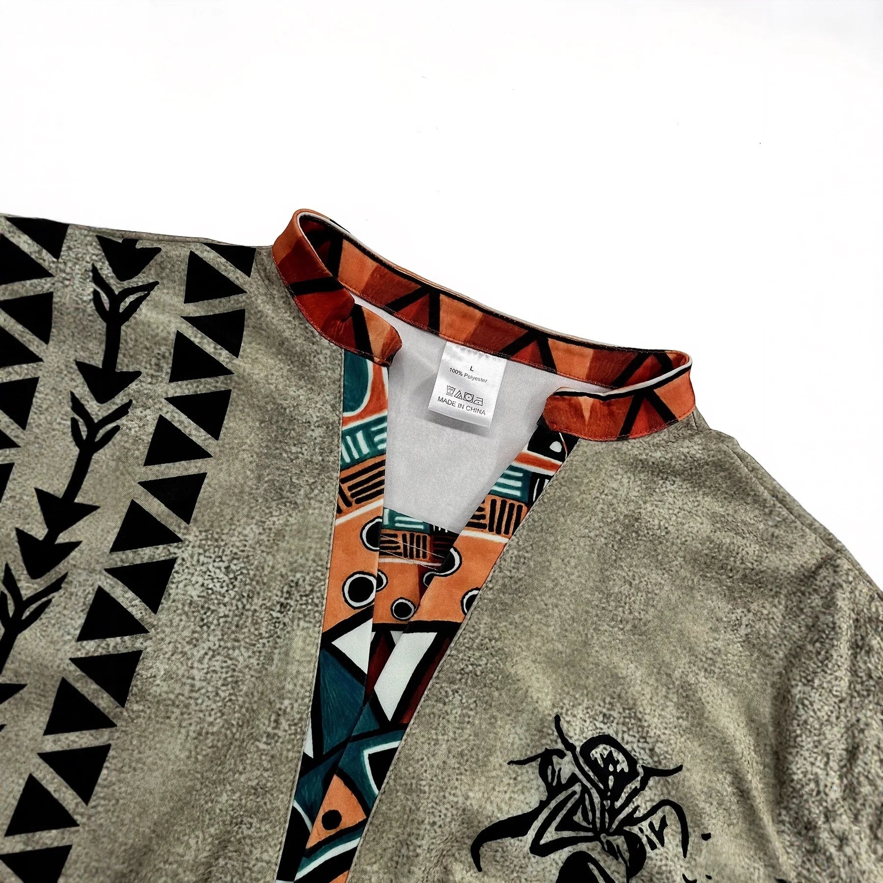 Mens Tribal Digital Print Henley Shirt Short Sleeve Six Button Hem Summer European American Youth Casual Fashion Beach Top